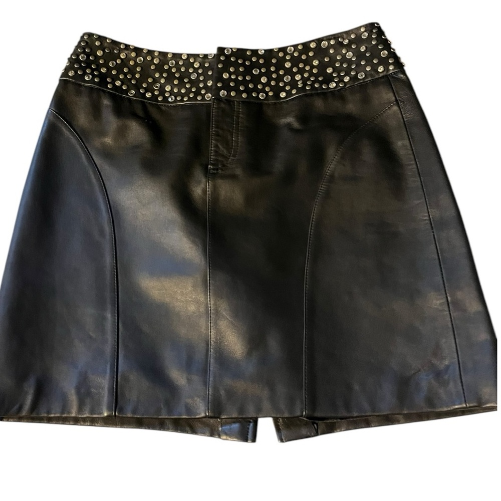 VTG Caché Luxe Embellished Leather Skirt